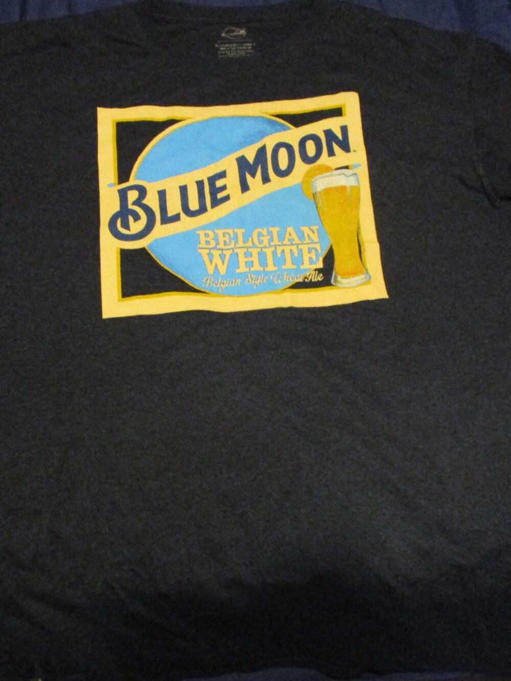 Blue Moon Belgian Style White Ale Craft Beer Alcohol Label Logo S/S 2XL T-Shirt